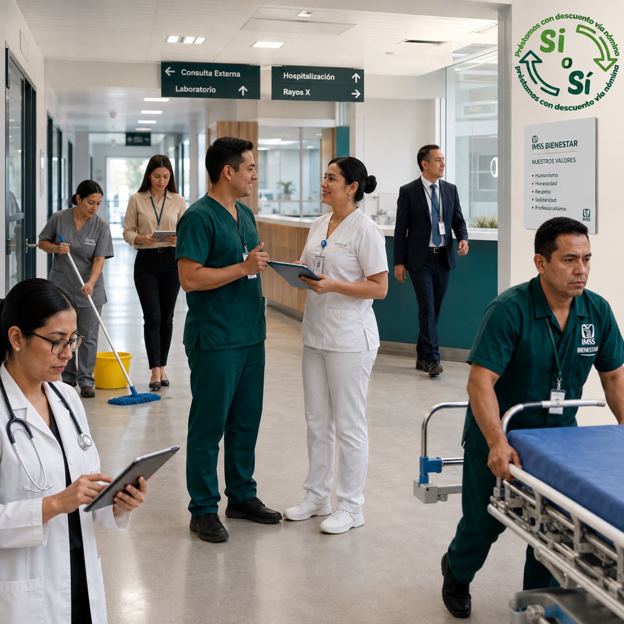 Equipo de personal activo en instalaciones de salud